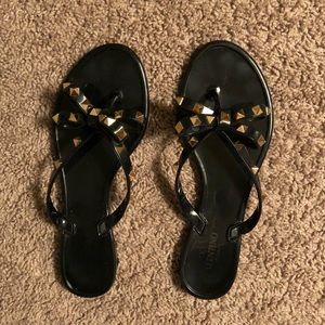 Black Studded Jelly Sandals